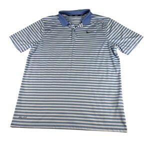 Nike Golf‎ Dri-FIT Polo Shirt Men's Medium Blue Stripe Athletic Top